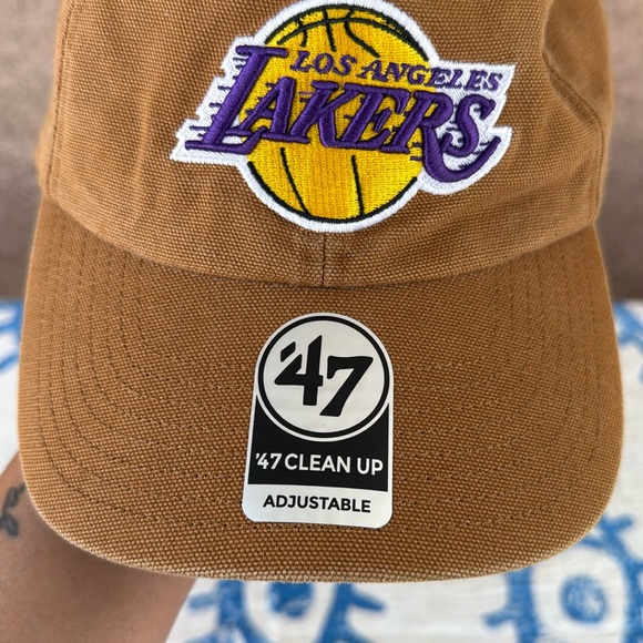 Los Angeles Lakers NBA ‘47 Brand Carhartt Brown Clean Up Adjustable Hat - Picture 7 of 13
